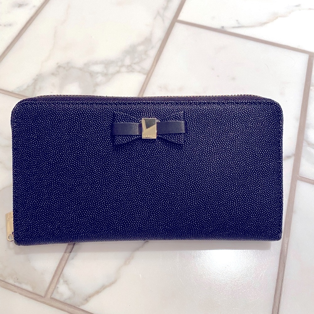 Ted Baker from London Black Aine Bow Zip Around Matinee Leather Wallet
